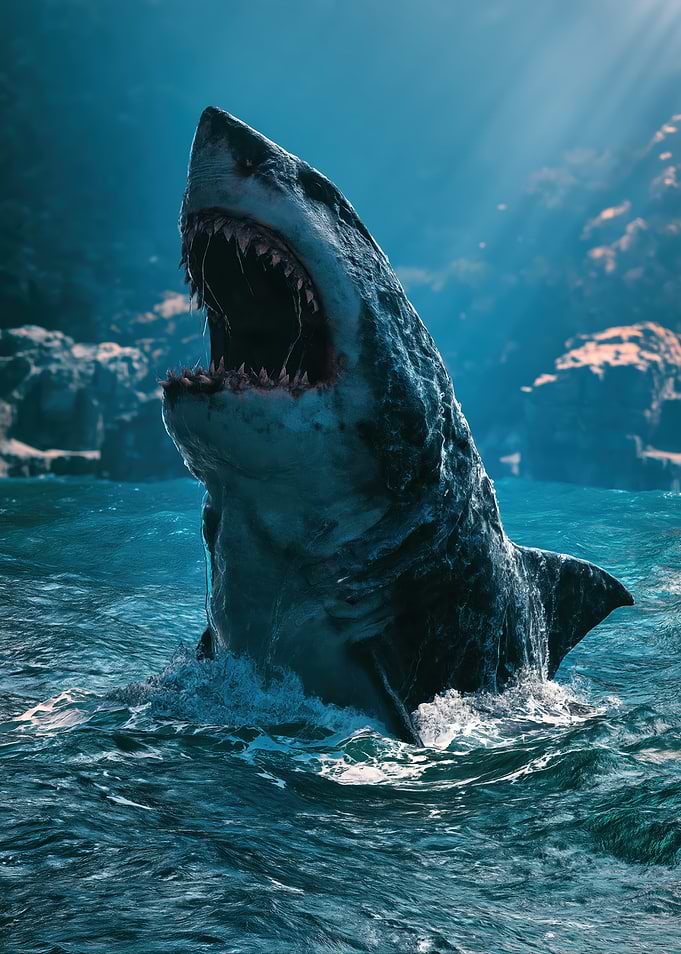 Great White Shark Leaping from Water