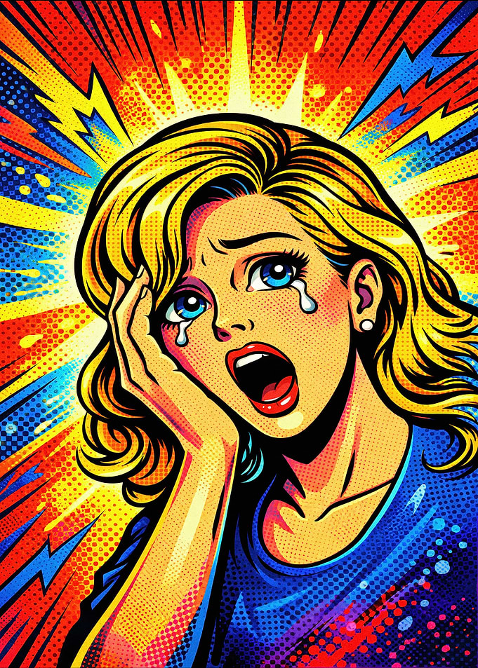 Crying Woman in Pop Art Style