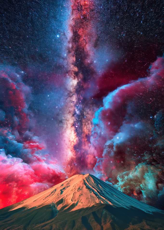 Mount Fuji Under a Cosmic Sky