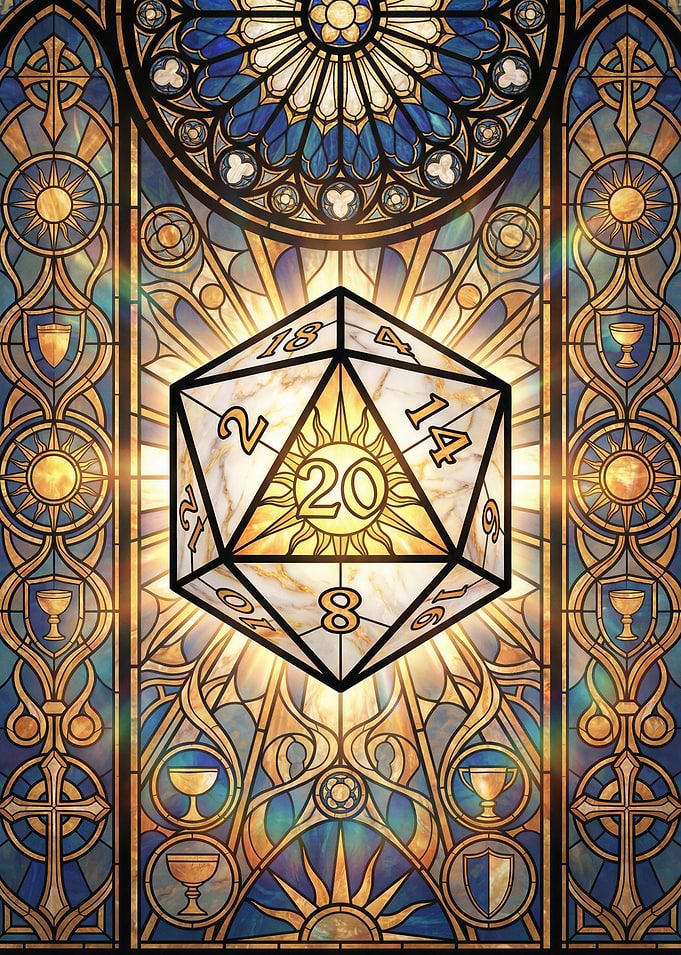 D20 Die in Stained Glass