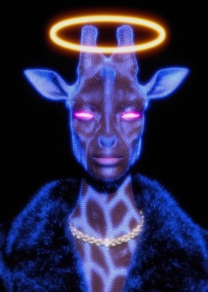 Digital Giraffe with Halo and Necklace