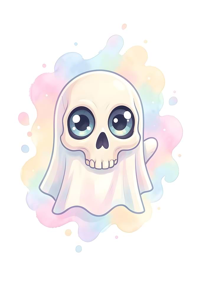 Cute Ghost with Big Eyes