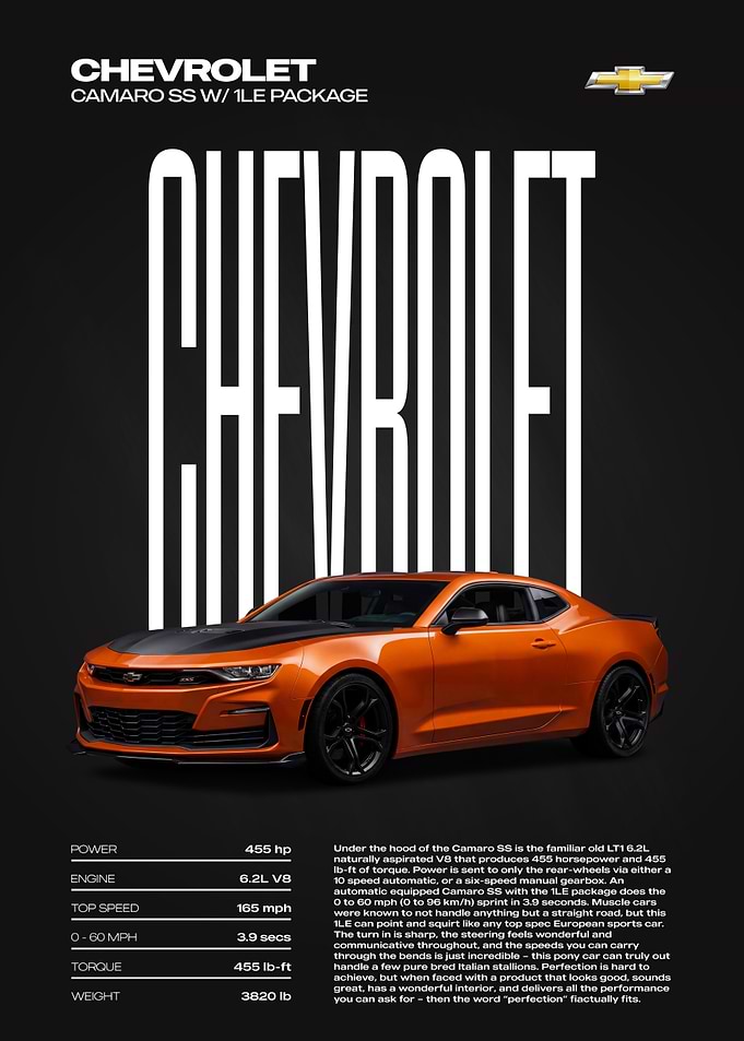 Chevrolet Camaro SS 1LE Package Car Poster