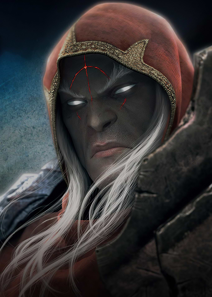 Dark Fantasy Warrior with Red Hood
