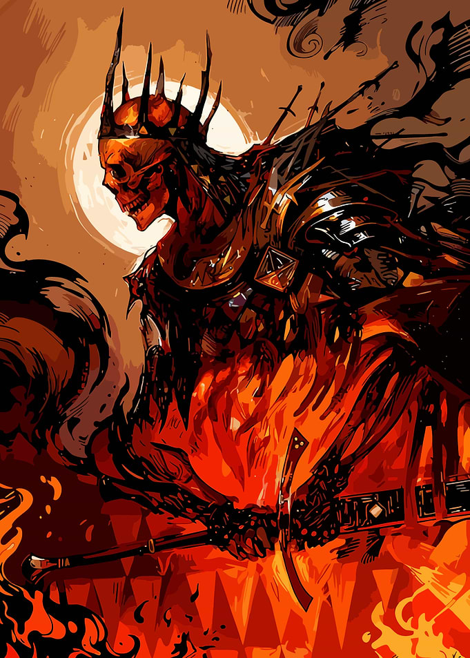 Fiery Skeleton King with Crown