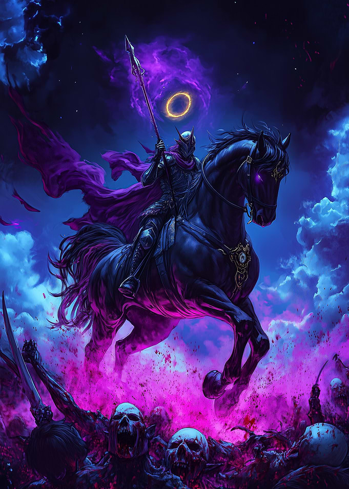 Dark Knight Riding a Black Horse