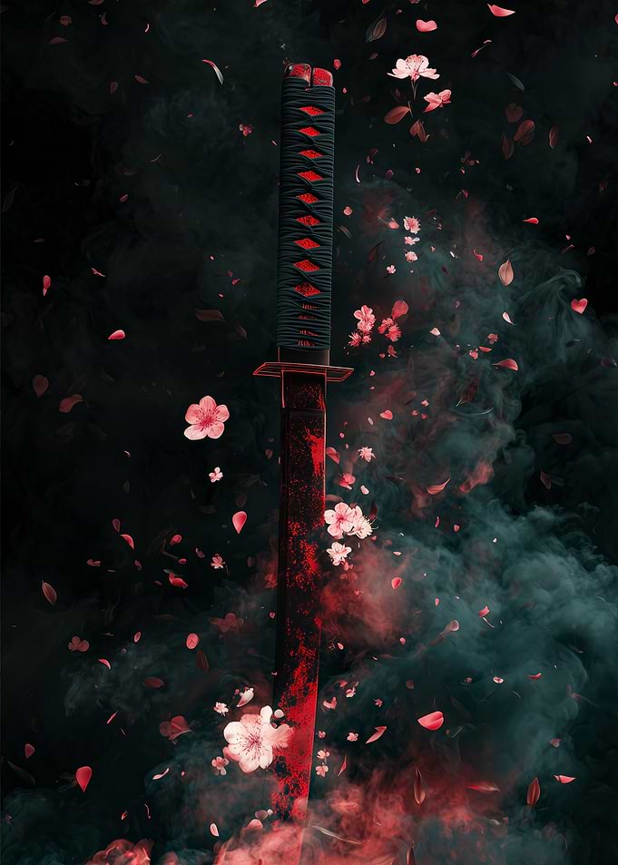 Samurai Sword with Cherry Blossoms