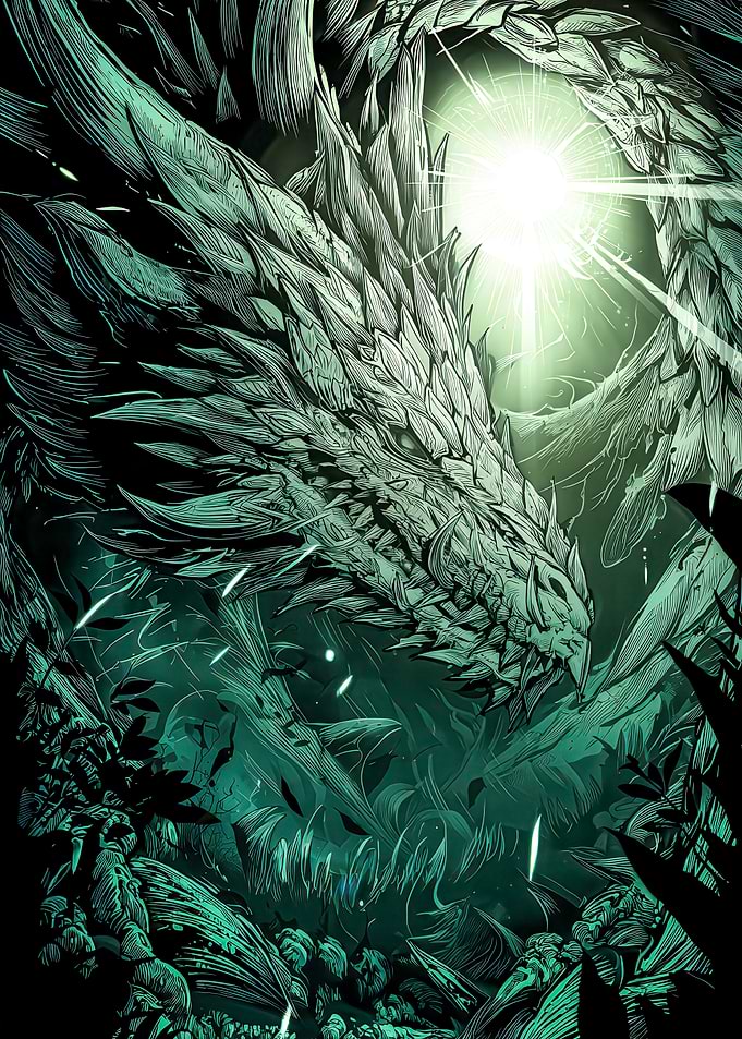 Dragon in a mystical forest