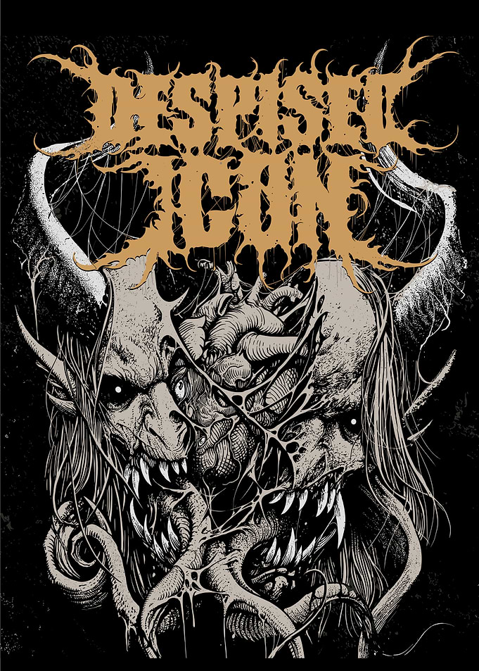 Demonic Faces with Spooky Text