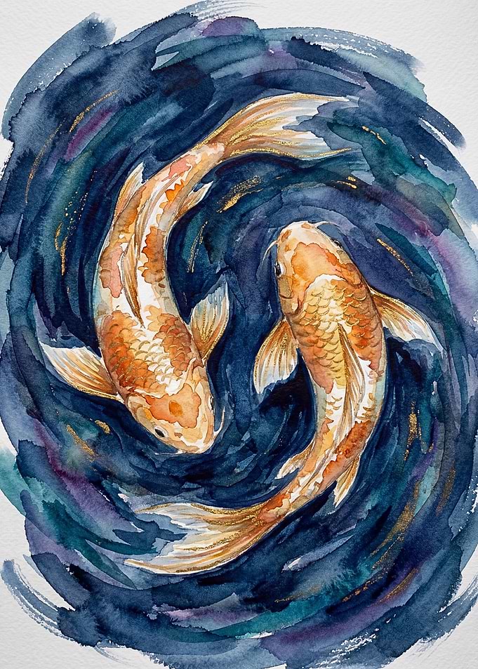 Watercolor Koi Fish Painting
