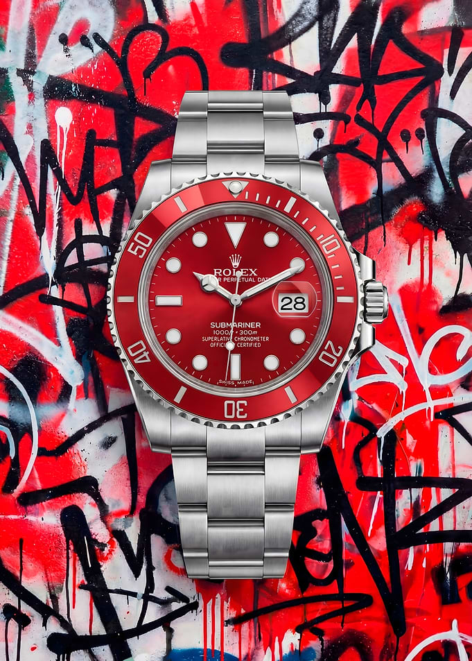 Rolex Submariner Watch on Graffiti Background