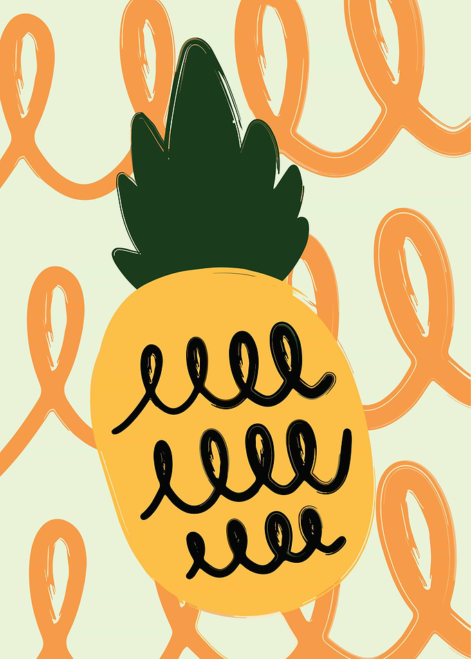 Cute Pineapple with Orange Swirls