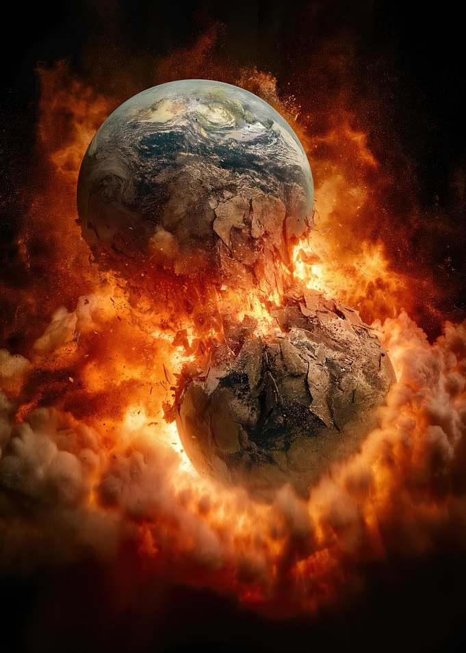Earth Exploding in Fire