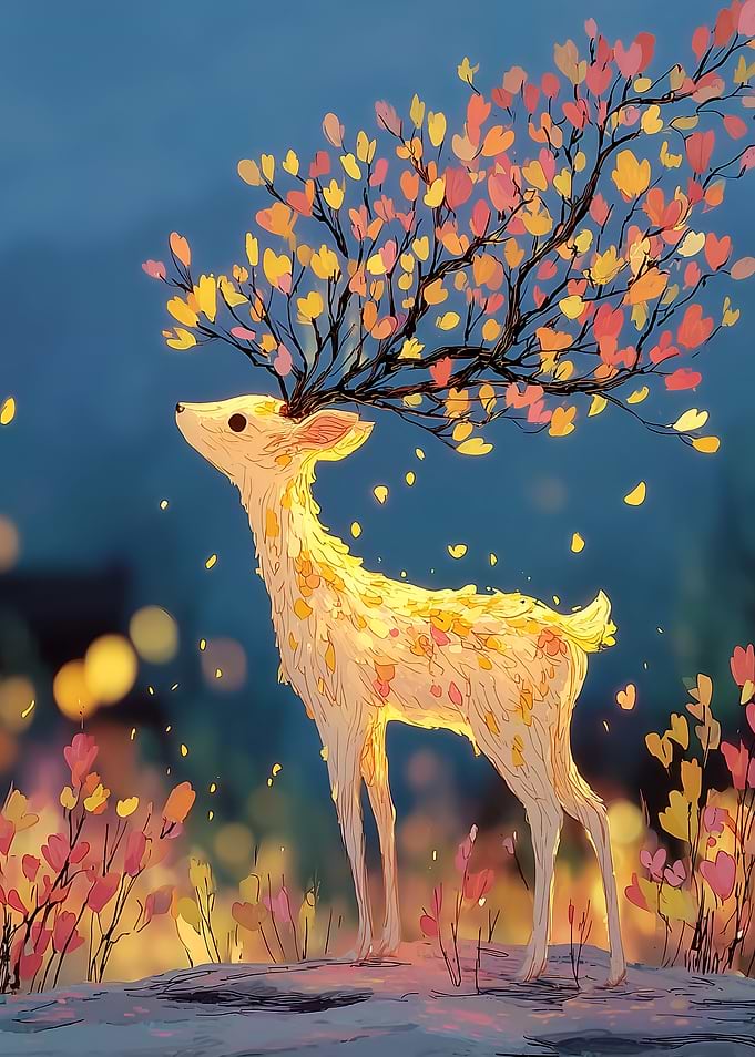 Magical Deer with Autumn Antlers