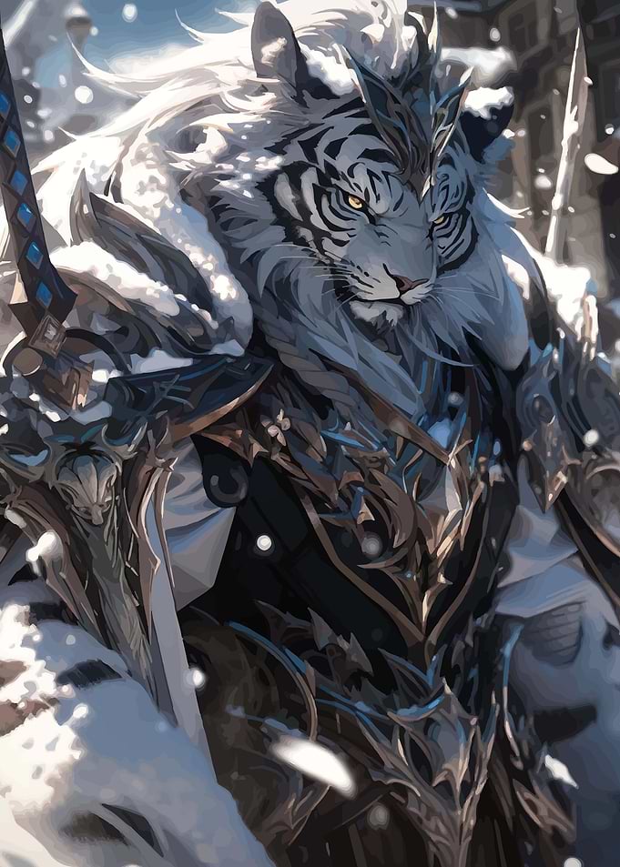 White Tiger Warrior in Snow