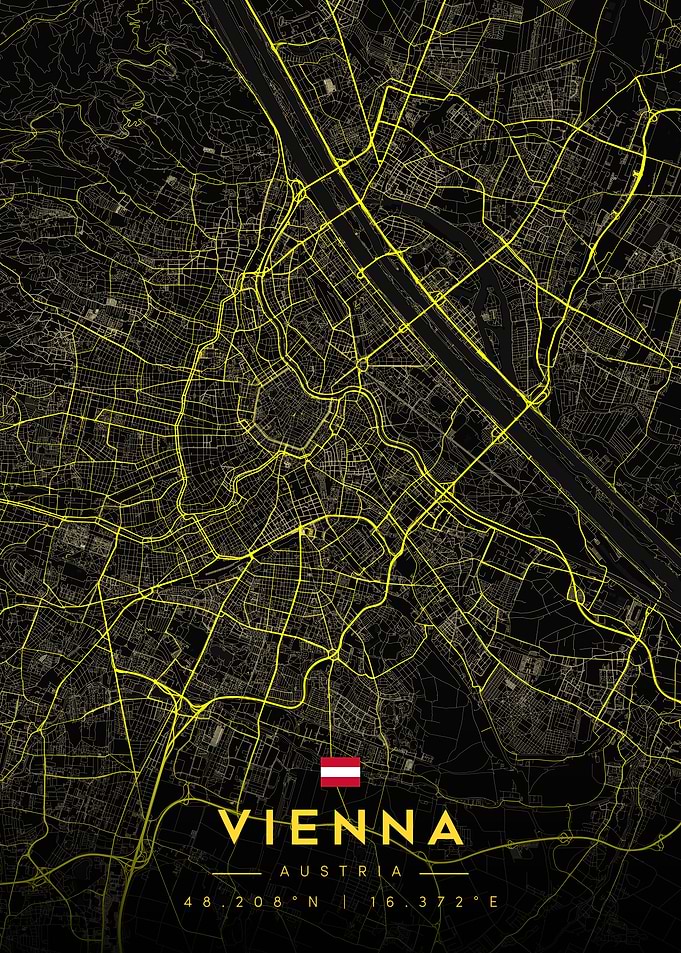 Vienna City Map Obsidian Gold City Map