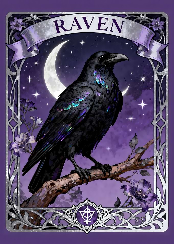 Mystical Raven on a Branch