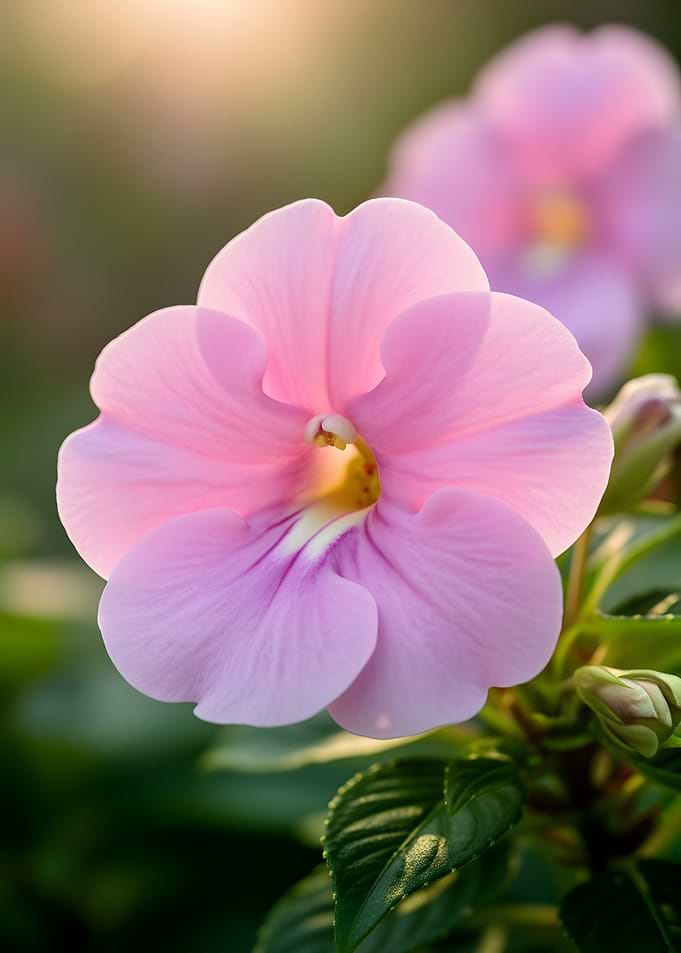 Close-up of a pink Impatiens flower