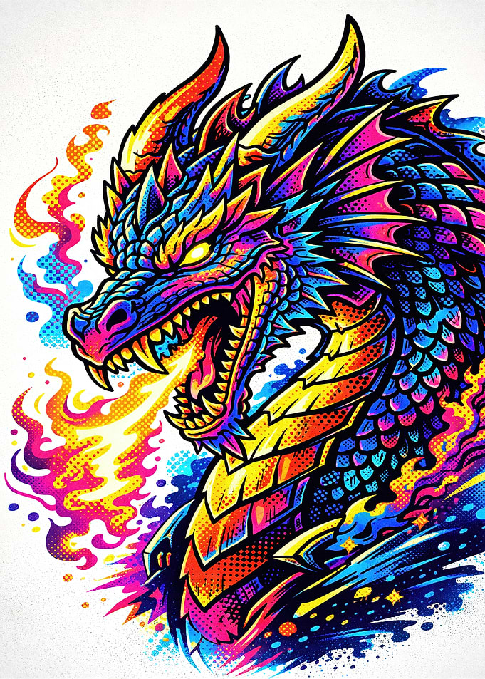 Vibrant Dragon Breathing Fire