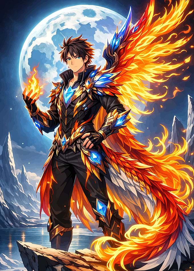 Phoenix Warrior with Fiery Wings