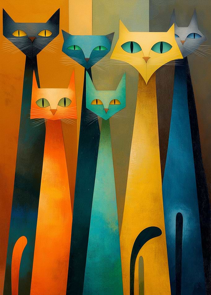Abstract Cats Painting