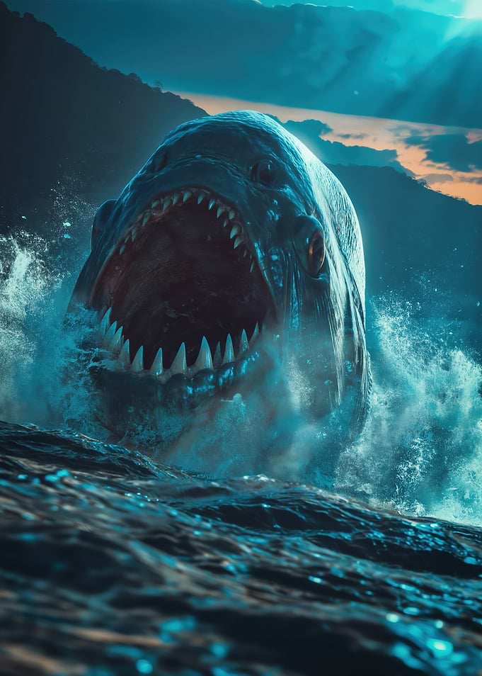 Monstrous Piranha Emerging from Water