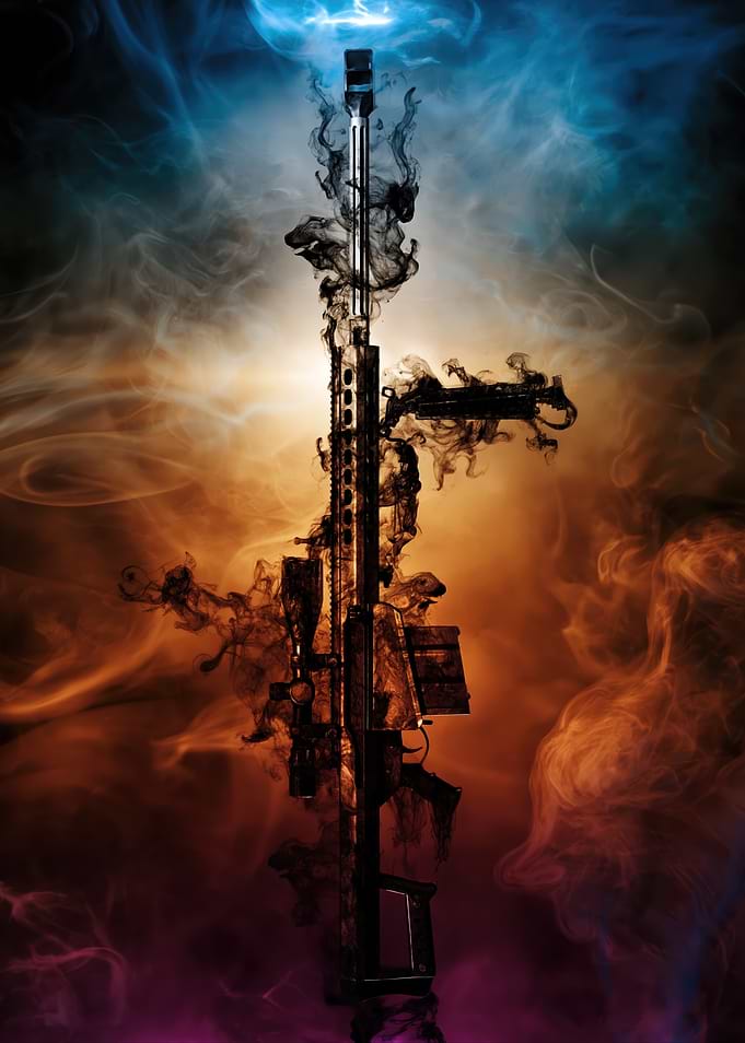 Sniper Rifle Emerging from Smoke