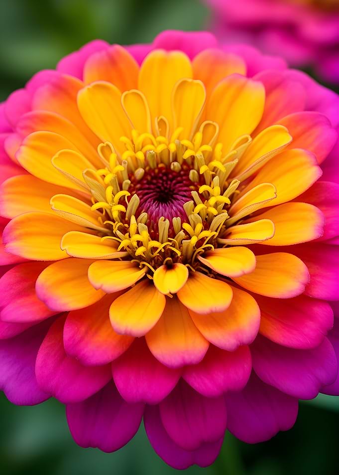 Vibrant Zinnia Flower Macro