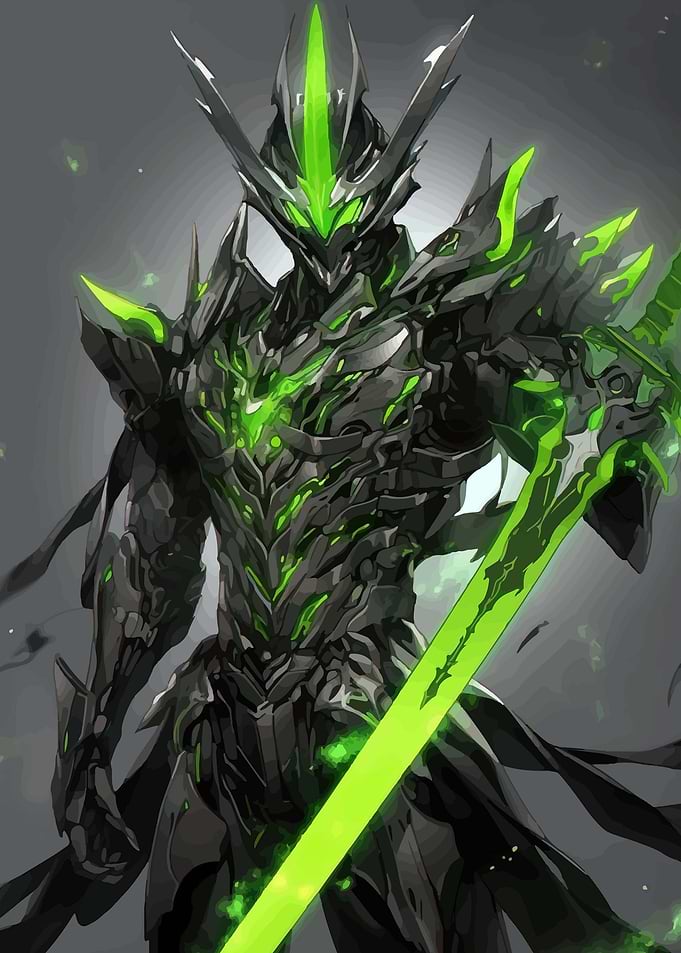 Cyberpunk Warrior with Neon Sword