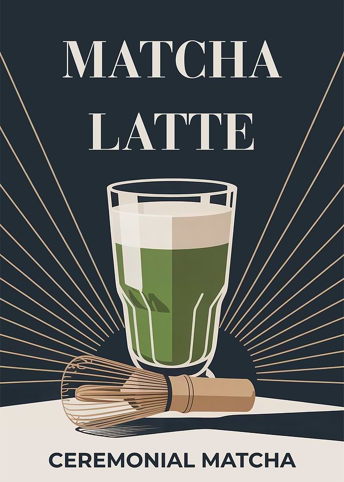 Matcha Latte with Whisk
