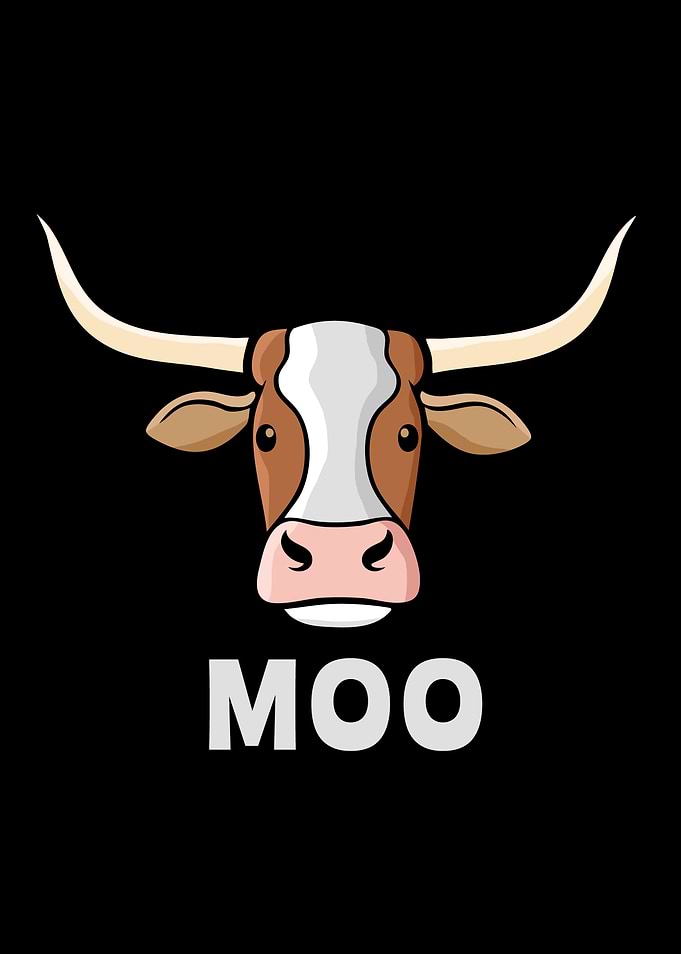 Cute Longhorn Cow Kids MOO Kawaii Cow