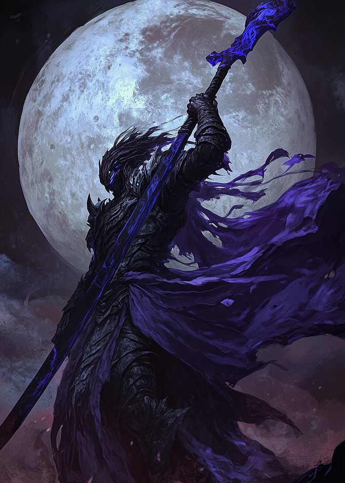 Dark Knight with Blue Energy Sword