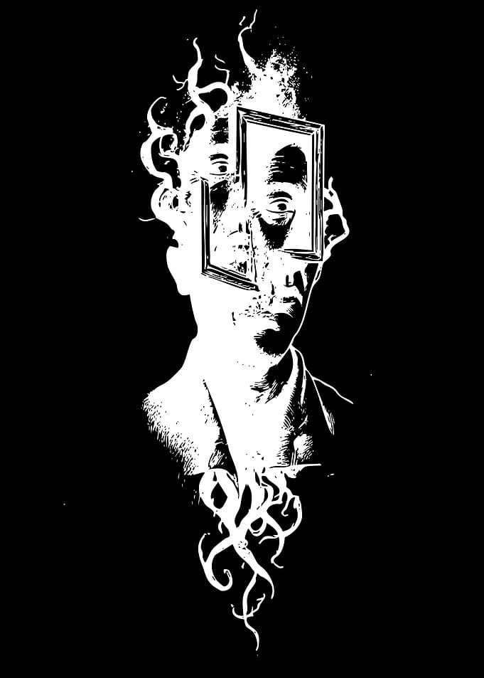 Surreal Portrait with Tentacles and Eyes