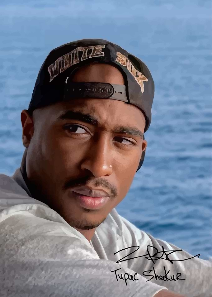 Tupac Shakur portrait with signature