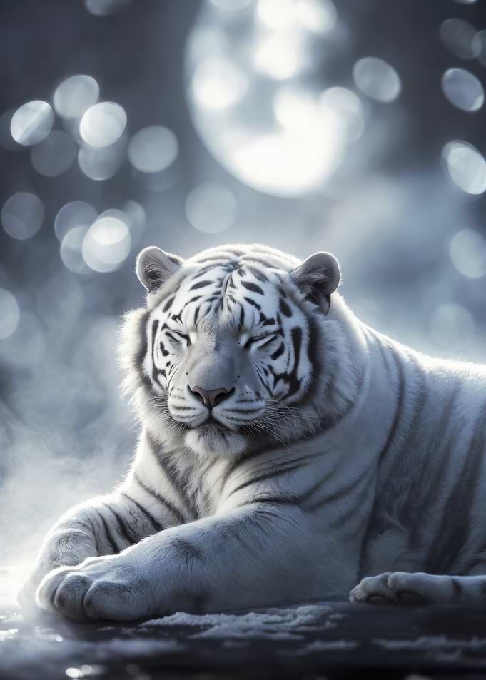 White Tiger in Misty Forest
