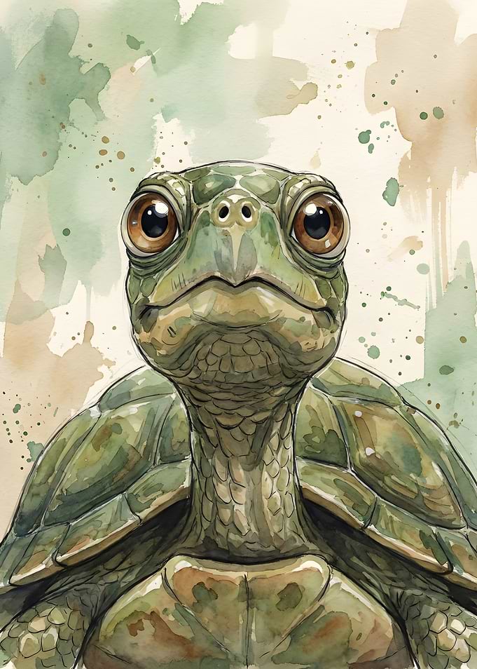 Watercolor Turtle Portrait