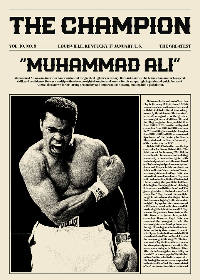 Muhammad Ali 'The Greatest' Newspaper