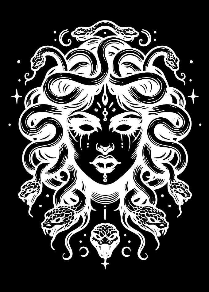 Medusa with Snakes and Stars