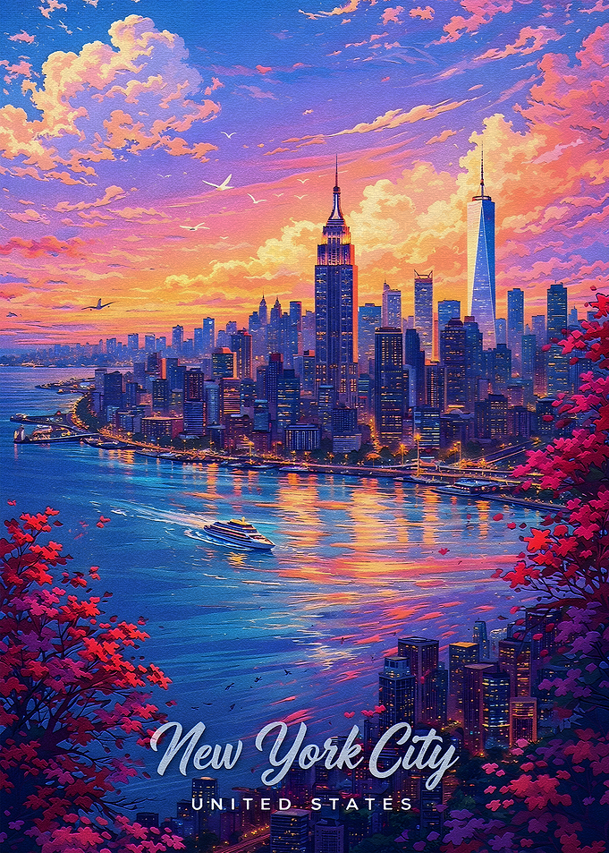 New York City Skyline at Sunset