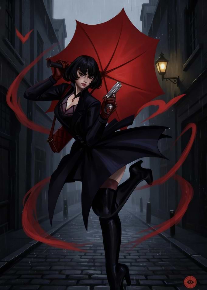 Mina Deadlock with Red Umbrella and Gun