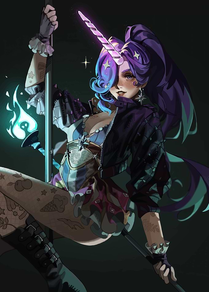 Fantasy Unicorn Girl with Magical Flame