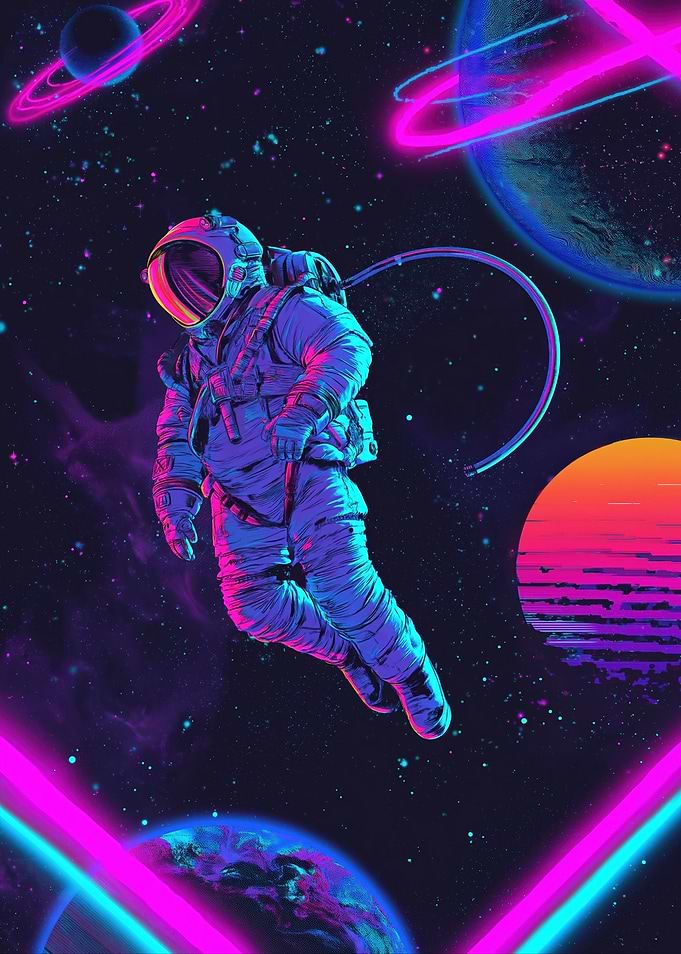 Astronaut in Neon Space