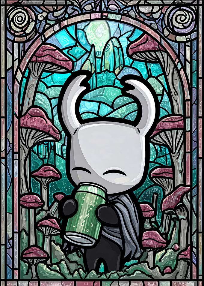 Hollow Knight Character Drinking from Can