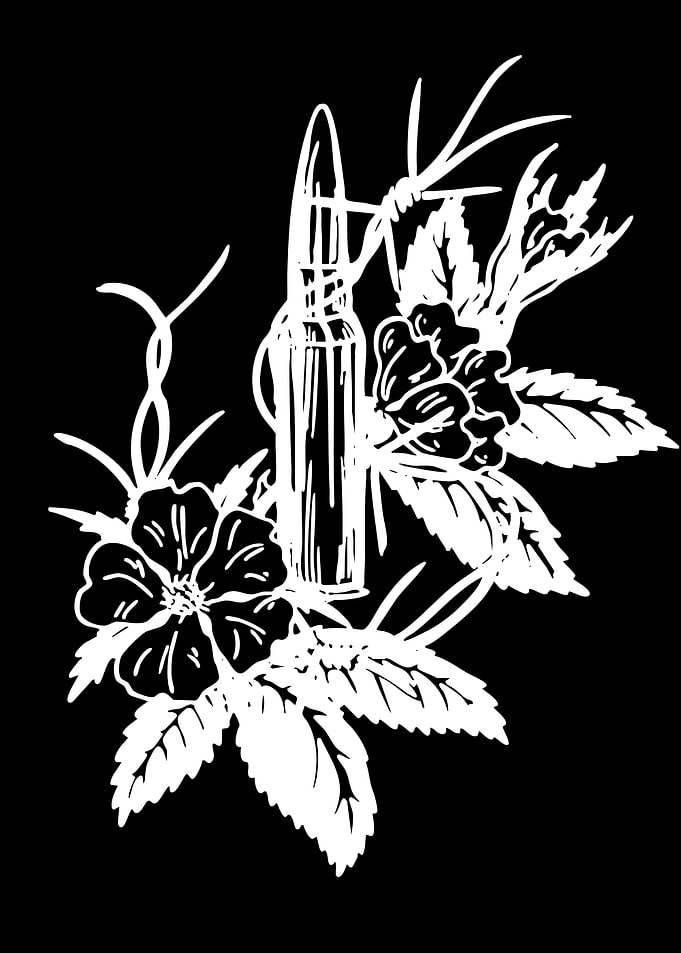 Bullet and Flowers Tattoo Design