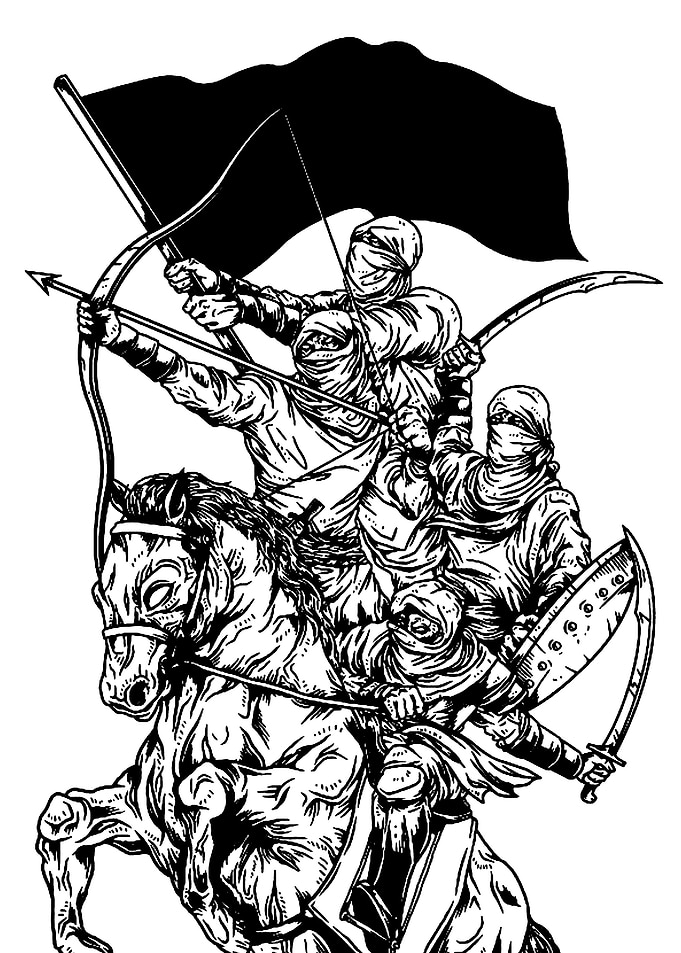 Mounted Archers with Black Flag