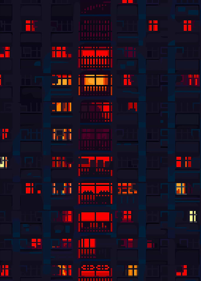 Apartment Building at Night