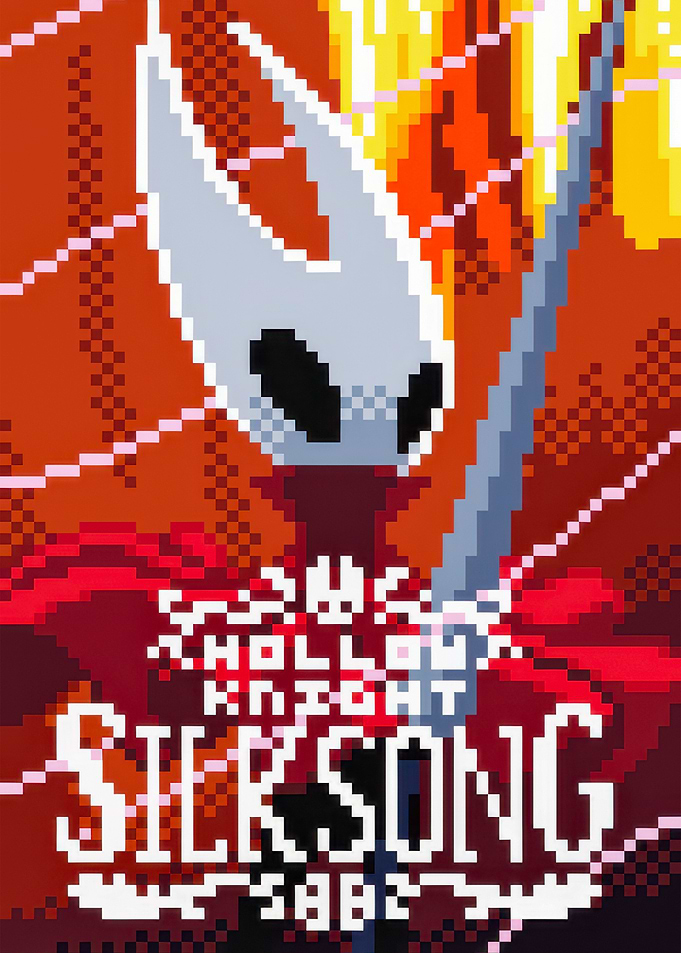 Hollow Knight Silksong Pixel Art Poster