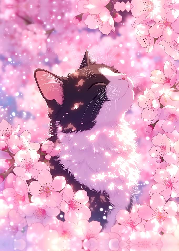 Cat Smelling Cherry Blossoms ~ Memorys ~