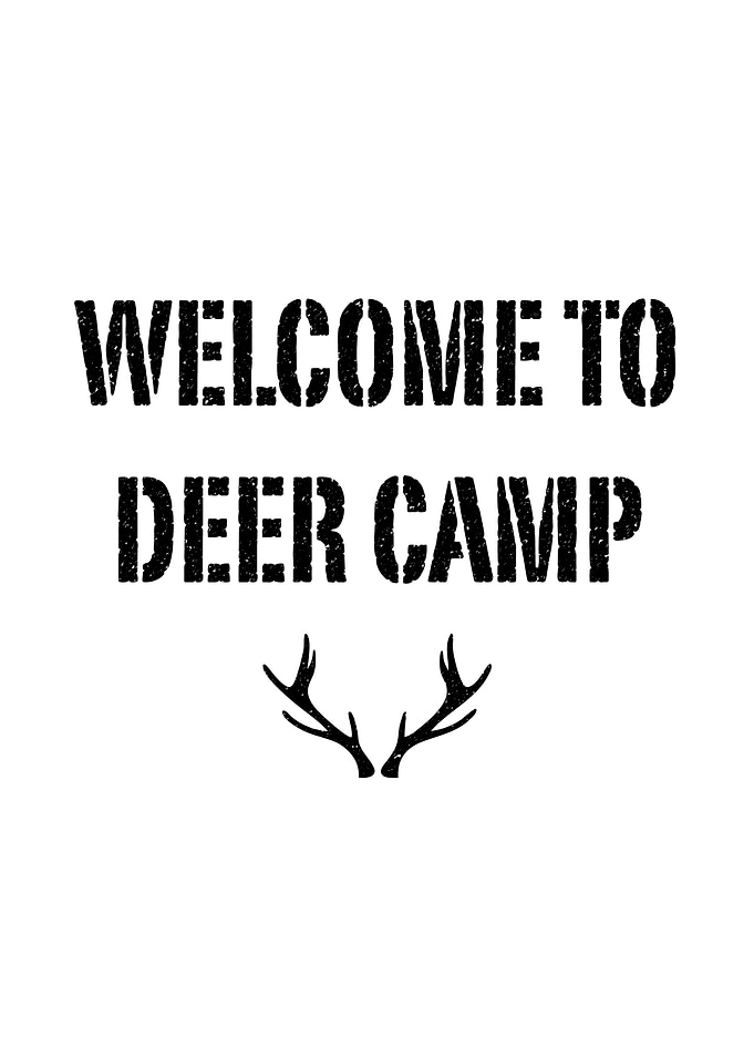 Rustic cabin wall art - 'Welcome to Deer Camp' funny deer hunting decor