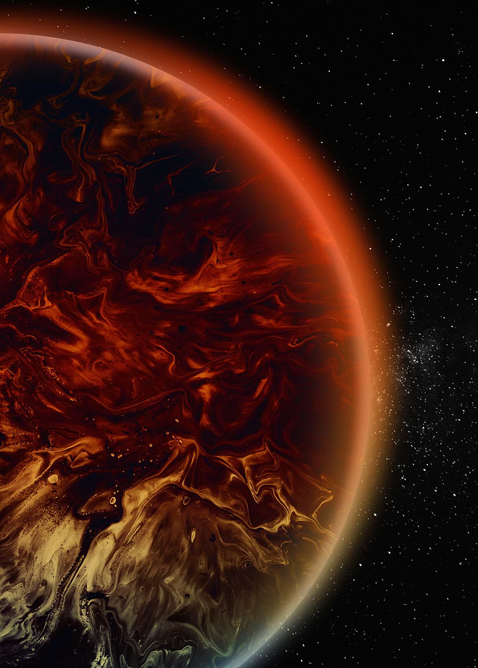 Fiery Planet in Space